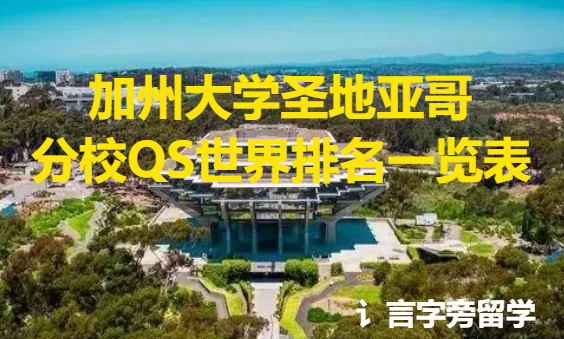 加州大學圣地亞哥分校QS世界排名一覽表